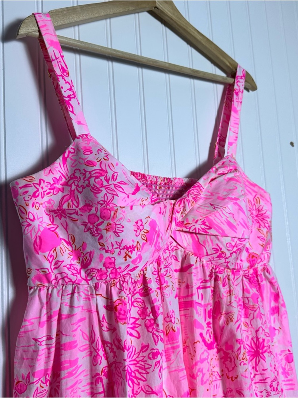 Lilly Pulitzer Azora Cotton Midi Dress Size 12 Peony Pink Seaside Scene print - Picture 9 of 14